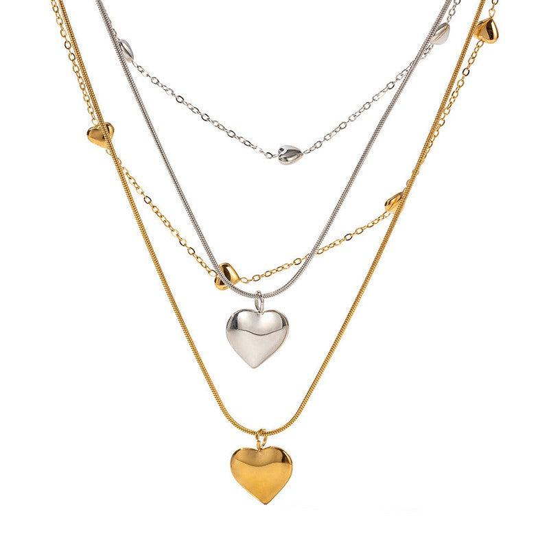 Cheky - Love Double-layer Necklace 18K Gold-plated Collarbone Necklace