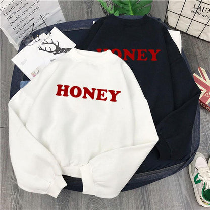 Cheky - Honey Print Hoodies Winter Women