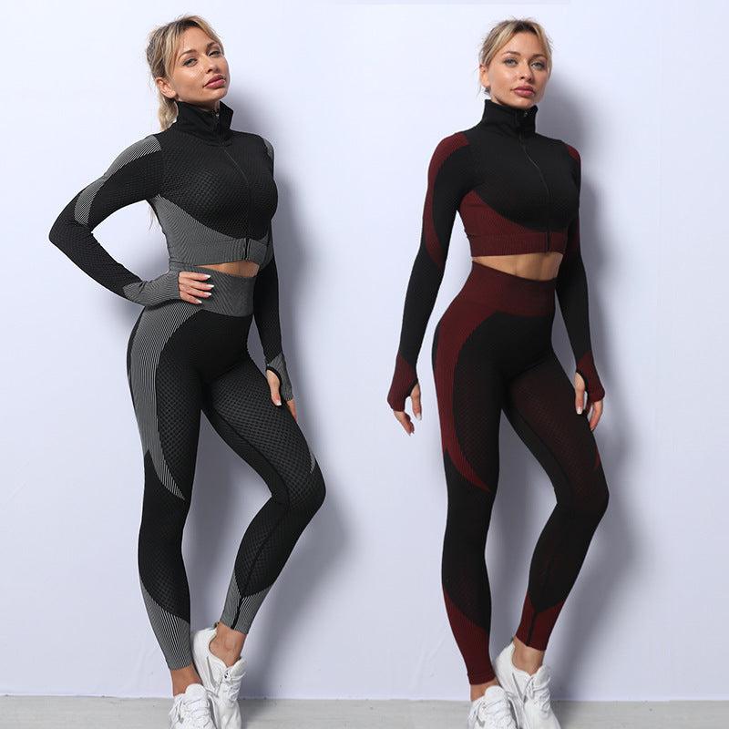 Cheky - 3PCS Yoga Set Seamless Sport Set Women Gym Clothing Leggings Women Crop Top Sports Bra Women Fitness Gym Set Womens Outfits Tracksuit