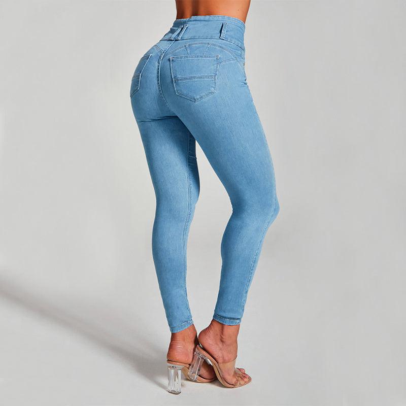 Cheky - High Waist Jeans Women's Skinny Trousers Tight Stretch Shaping And Hip Lifting Pants