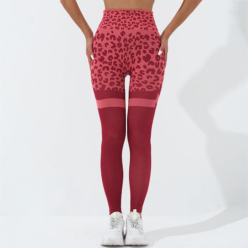 Cheky - Leopard Print Fitness Pants For Women High Waist Butt Lifting Seamless Leggings Elastic Running Sport Training Yoga Pants Gym Outfits Clothing