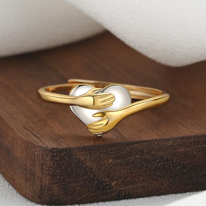 Cheky - Hug Love Heart-shaped Ring Fashion Simple Rings For Valentine's Day