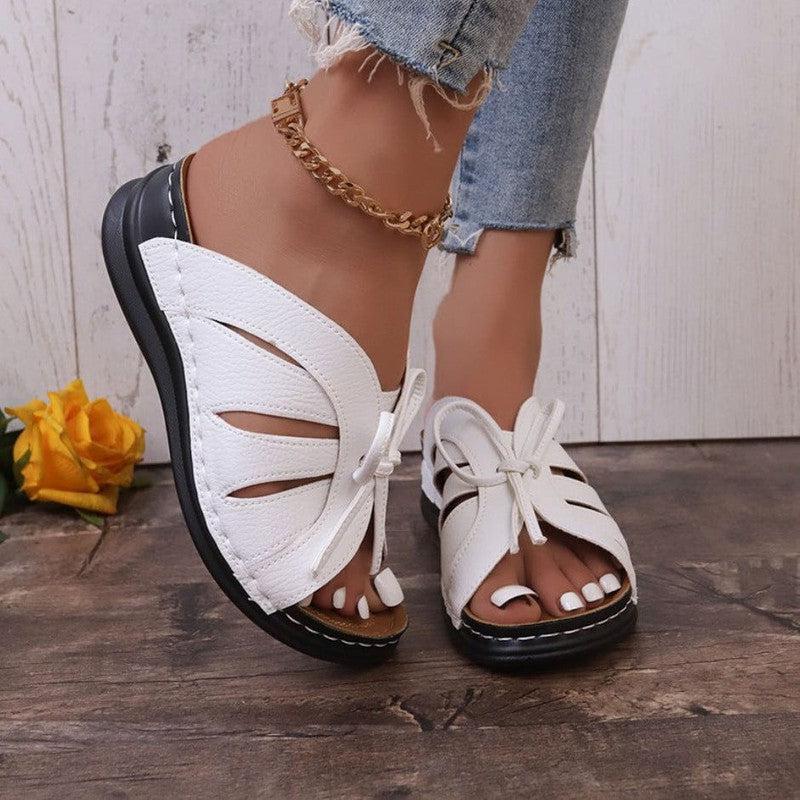 Cheky - New Roman Shoes For Women Lace-up Platform Wedges Sandals Summer Fashion Slides Casual Vacation Beach Slippers