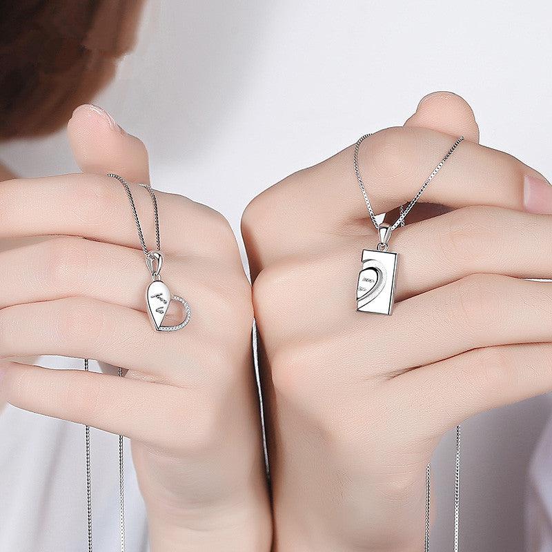 Cheky - Silver Necklace Qixi Couple Love Buckle