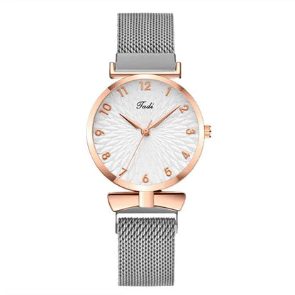 Cheky - Luxury Women Watches 6pcs Set Elegant Female Wristwatches Magnetic Mesh Band Rose Woman Watch Bracelet montre femme reloj mujer