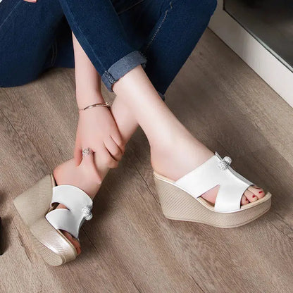 Cheky - Summer Genuine Leather Platform Wedges