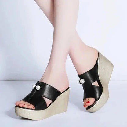 Cheky - Summer Genuine Leather Platform Wedges