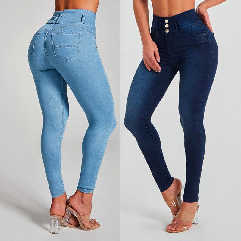 Cheky - High Waist Jeans Women's Skinny Trousers Tight Stretch Shaping And Hip Lifting Pants