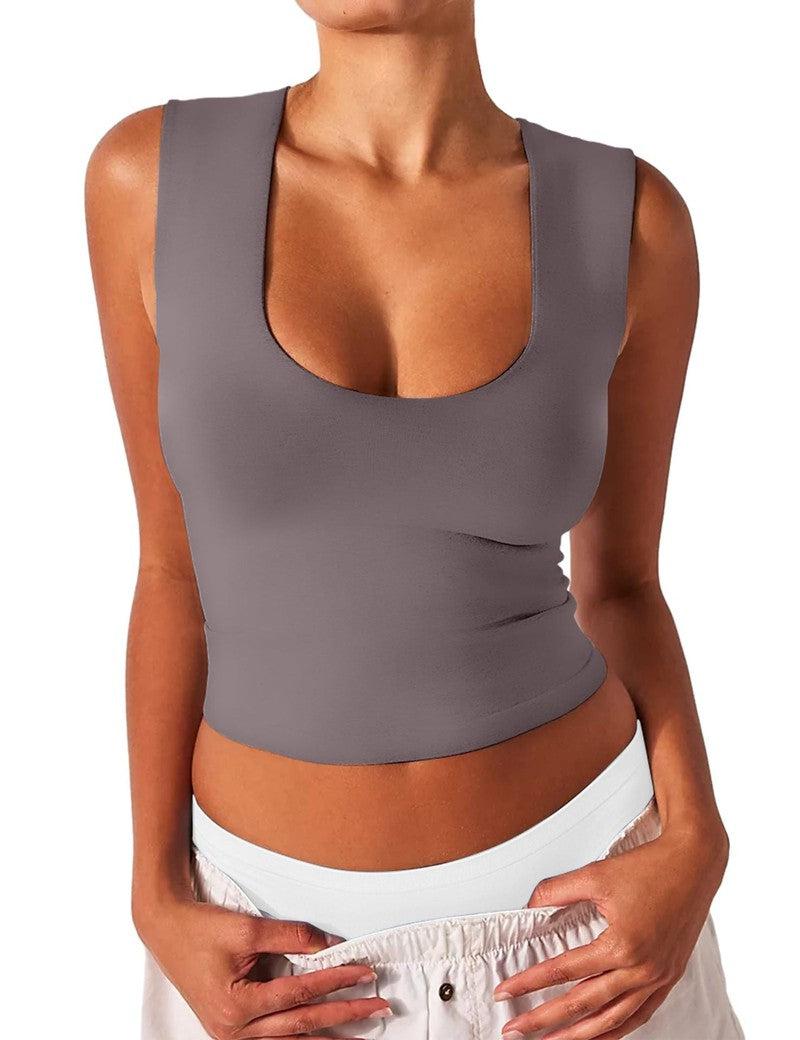 Cheky - Women's Slim-fit U-neck Sleeveless Vest Top