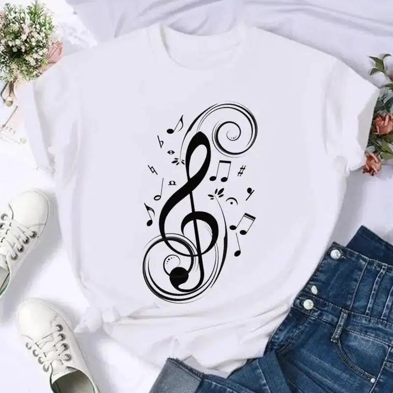 Cheky - Short Sleeve Butterfly Bow Sweet Flower Fashion Summer Women Print T Shirt Female Casual Top Tshirts Cartoon Graphic Tee T-Shirt