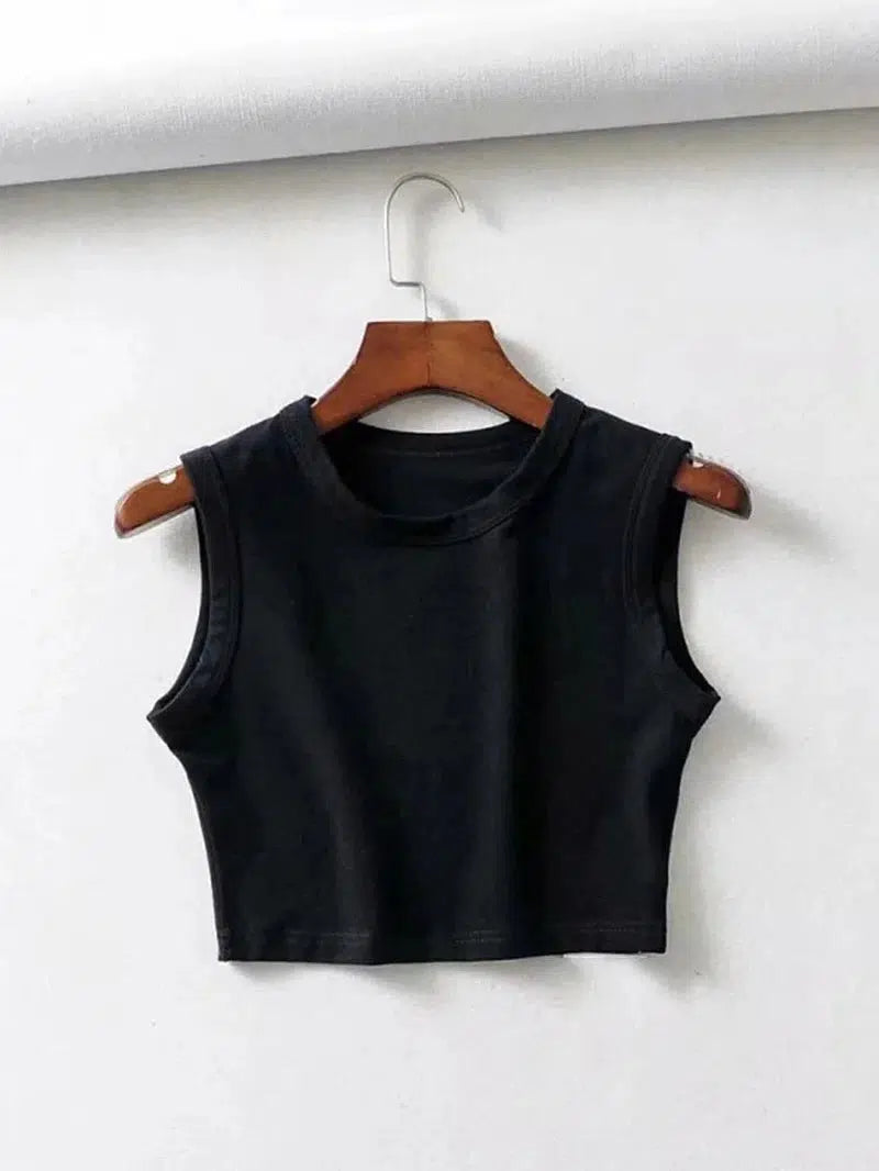 Cheky - 2024 Summer vintage white crop tops women biker black punk sexy tank top korean streetwear cropped sleeveless top feminino