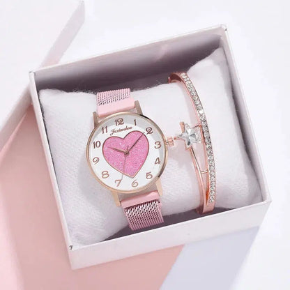 Cheky - Cute Women Bracelet Watch Fashion Leather Strap Ladies Watch Heart-shaped Dial Cheap Exquisite Clock Gift