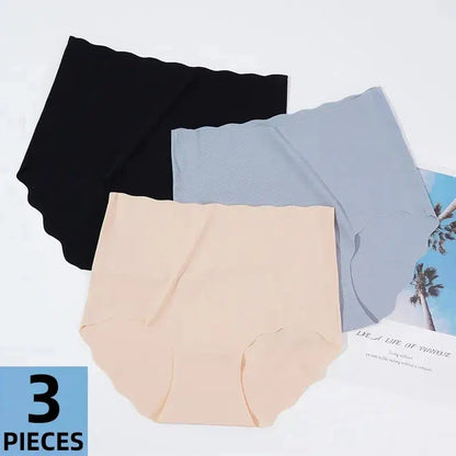 Cheky - 3Pcs/set Invisible Panties Women Seamless Briefs Female Underpants Ultra-thin Underwear High Rise Panties Solid Comfy Lingerie