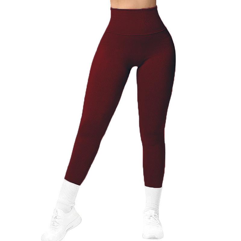 Cheky - High Waist Seamless Leggings Threaded Knitted Fitness Pants Solid Women's Slimming Sports Yoga Pants Elastic Running Sport Leggings