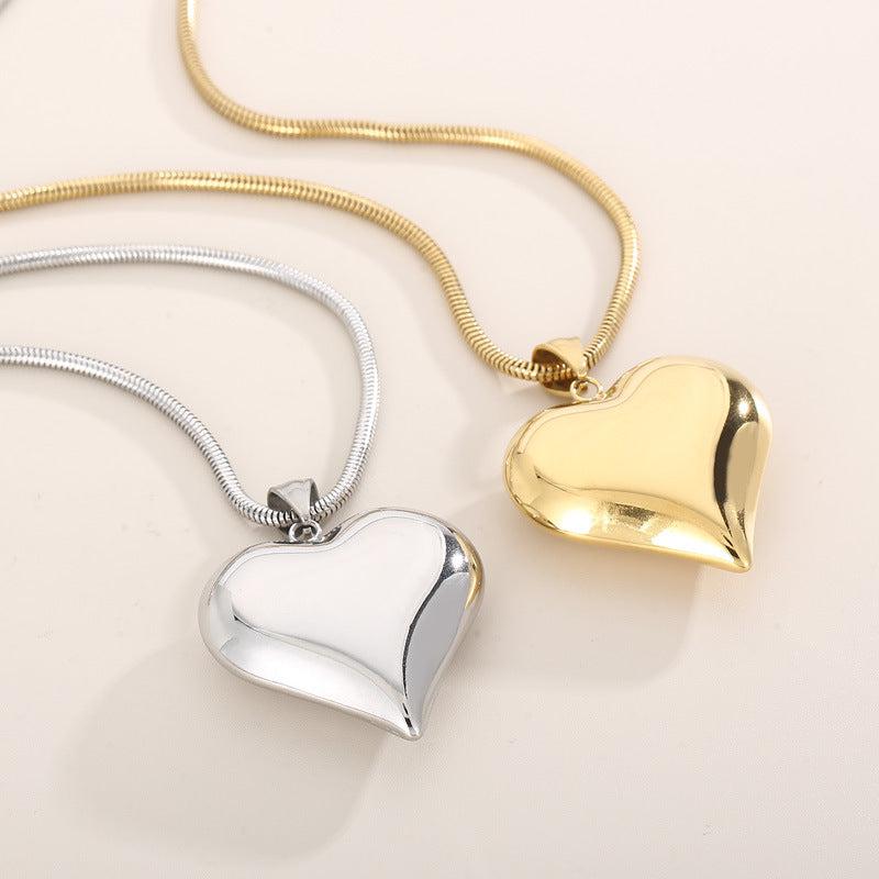 Cheky - Gold Sliver Hollow Heart-shaped Necklace Ins Simple Versatile Personalized Love Necklace For Women's Jewelry Valentine's Day