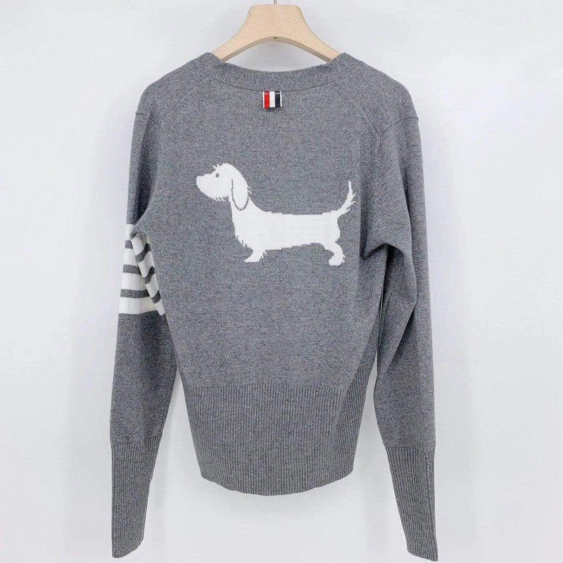 Cheky - Back puppy jacquard wool knit coat