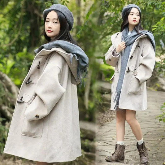 Cheky - Cape button tweed coat