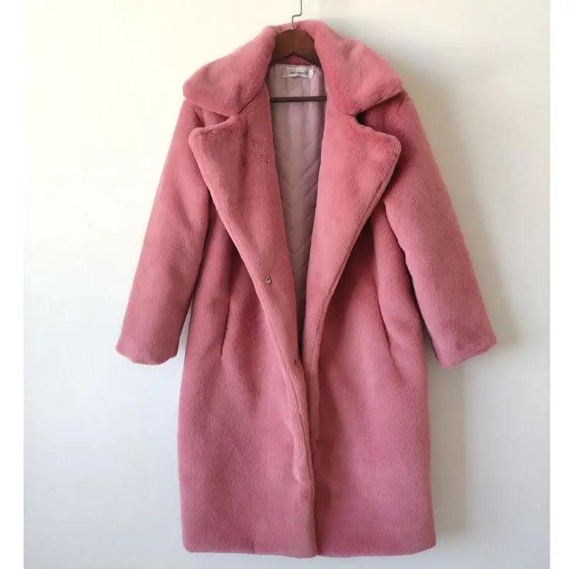 Cheky - Fashion New High Quality Velvet Fur Long Coat Women