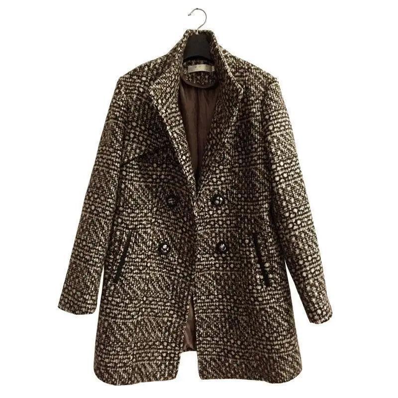 Cheky - Fashion Thick Plaid woolen coat women's clothing