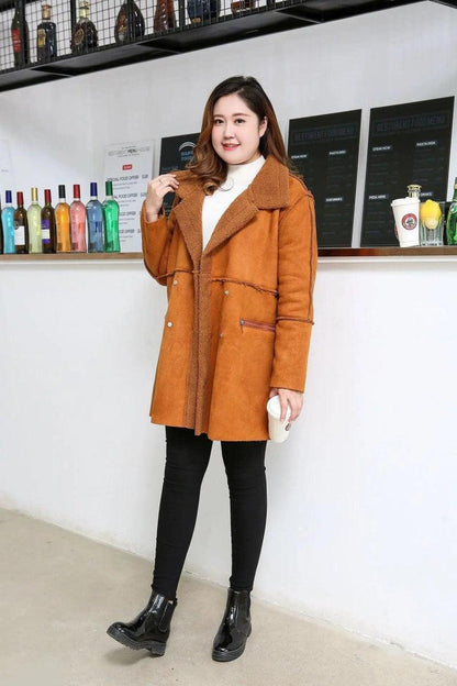 Cheky - Fattening and Cashmere Coat Loose Medium Length Cotton