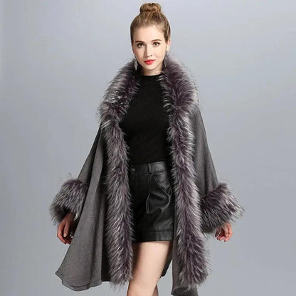 Cheky - Faux Fur Cape Cape Women's Coat