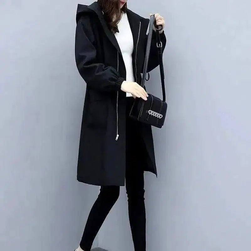 Cheky - Hooded waist and velvet trench coat