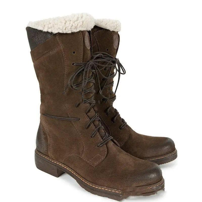 Cheky - Large Size Snow Boots Autumn And Winter New European And American Low-Heeled Thick-Heeled Knight Boots Women