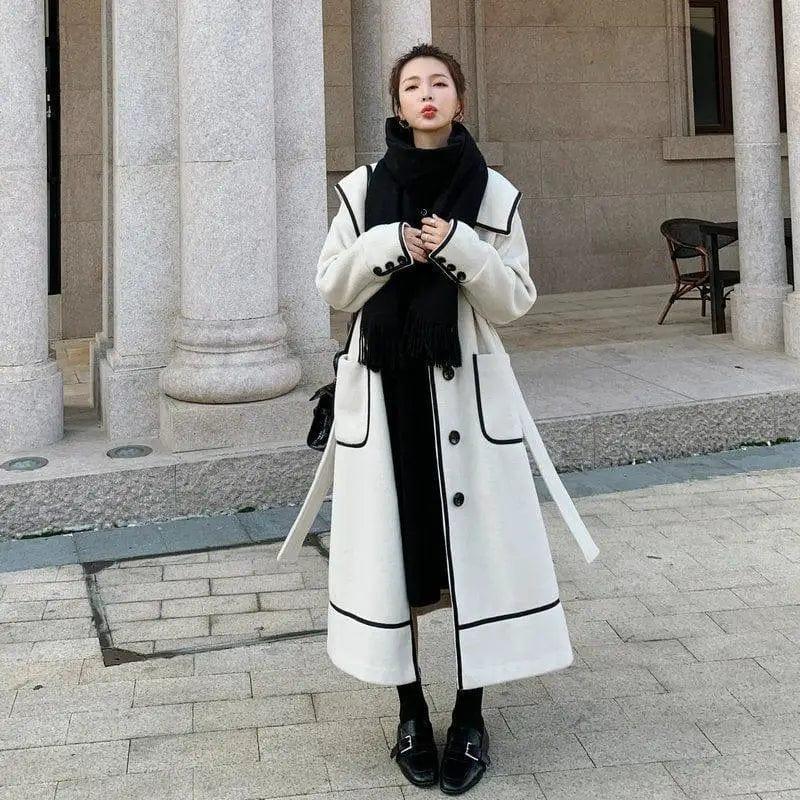 Cheky - Loose And Thickened Temperament Woolen Coat Mid-length