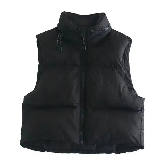 Cheky - Stand-up Collar Slim-fit Cotton Vest With Zipper Vest