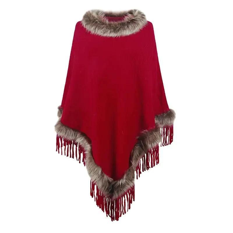 Cheky - Mao Mao Yu Foreign Trade Knitted Tassel Cloak For Women