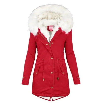 Cheky - Mid-length hooded winter warm plus fleece coat