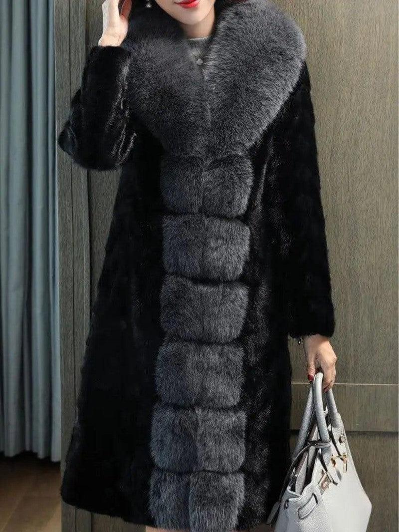 Cheky - New Fox Fur Collar Mink Women's Coat