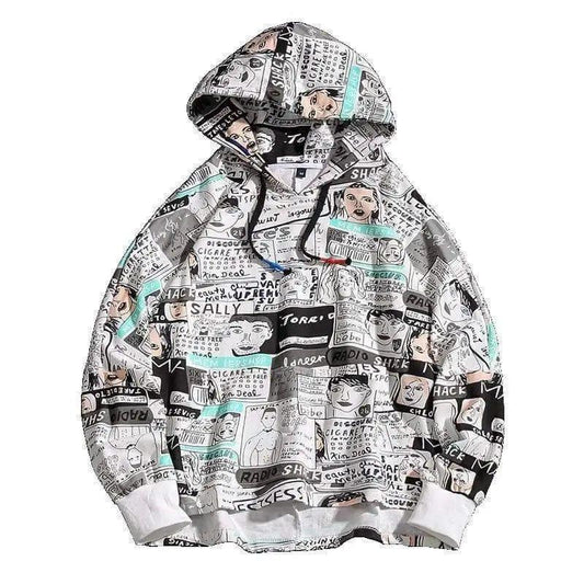 Cheky - Oversized Spring Printed Hoodie For Men