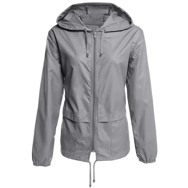 Cheky - Raincoat Zipper Hooded Lightweight Outdoor Jacket Thin