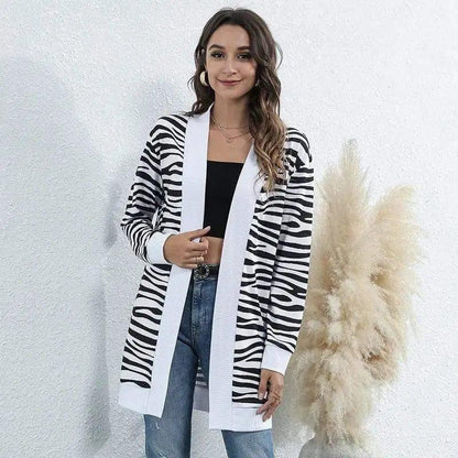 Cheky - Tie-dye Christmas Leopard Print Knitted Cardigan Jacket