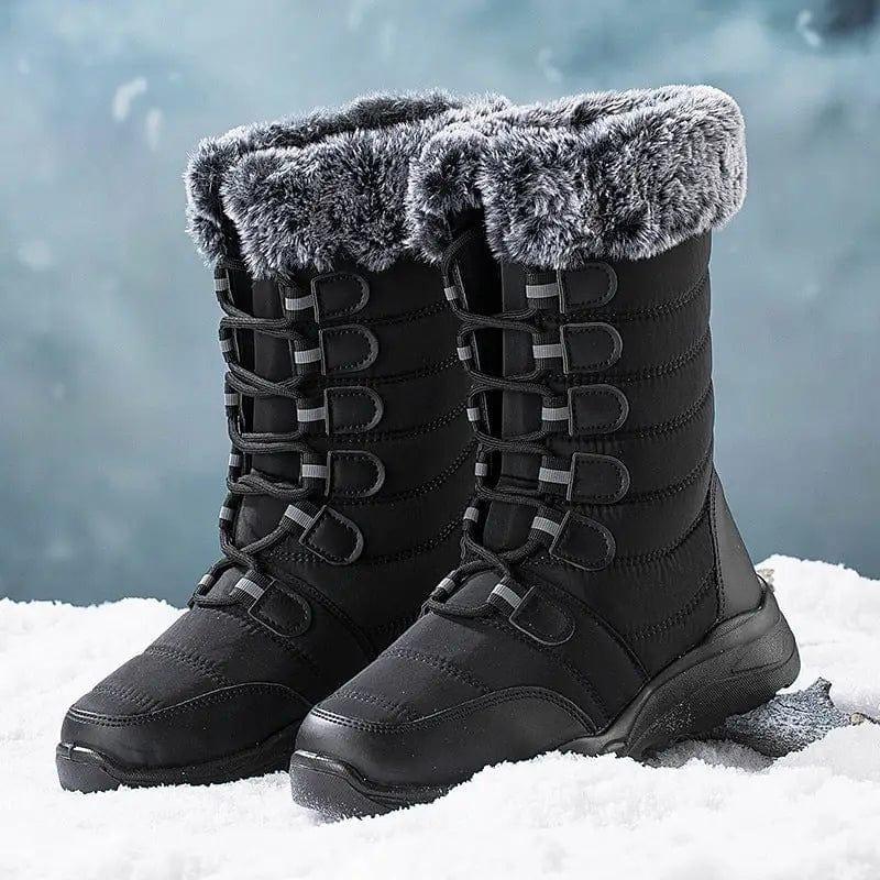 Cheky - Winter Snow Boots Lace-up Platform Boots Fuzzy Shoes Women