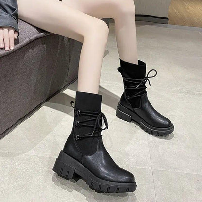 Cheky - Women Fashion Short Tube Strap Elastic Ankle Boots