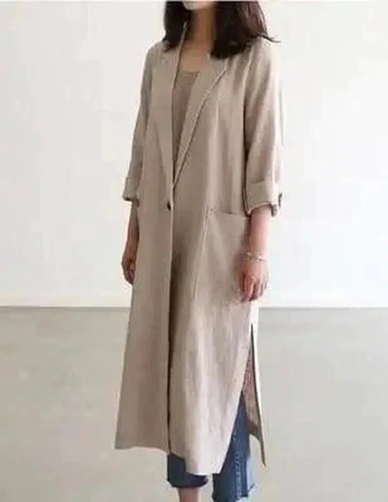 Cheky - Women's long cotton and linen suit